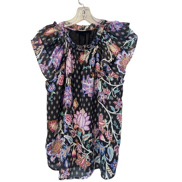 Loft Anne Taylor Lightweight printed top with flutter sleeves.SMALL - Picture 1 of 5